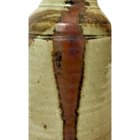 VTG Stoneware Studio Speckled Drip Glaze Beige, Maroon Brown TALL Pitcher - Picture 7 of 14